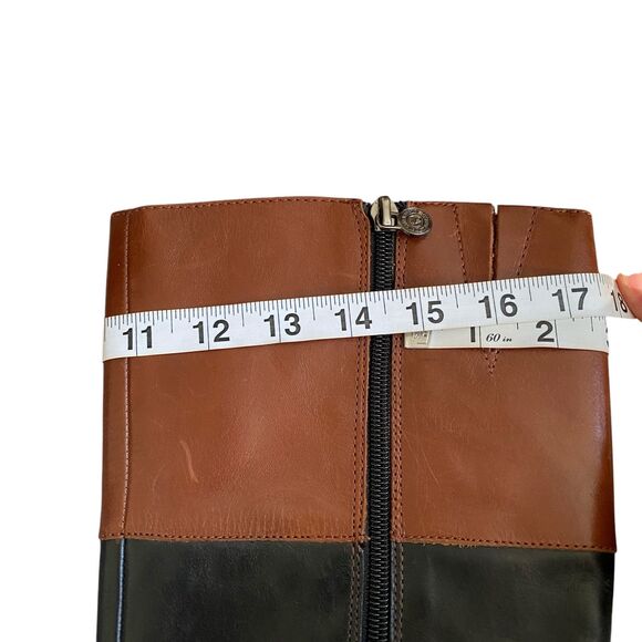 Etienne Aigner Equestrian Riding Boots 7.5M/37.5 Black Brown Leather Knee High - Picture 8 of 10